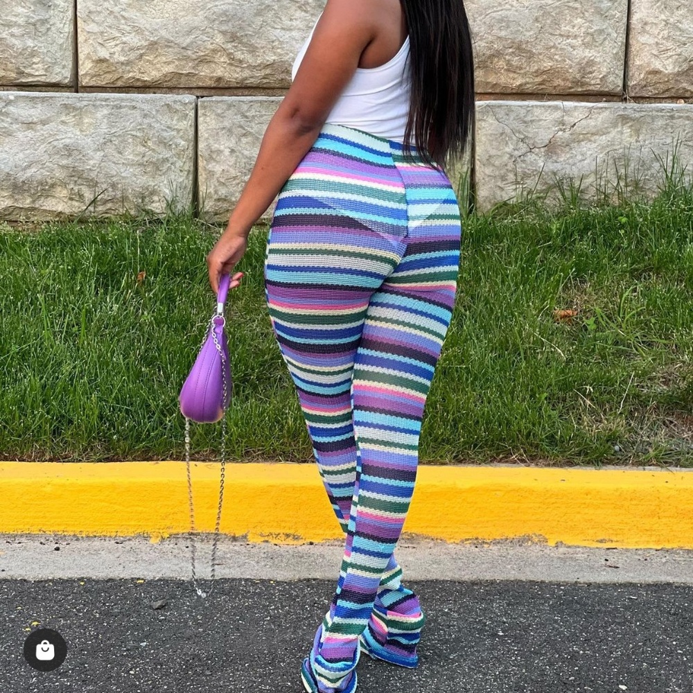 Blue and Purple Striped Leggings